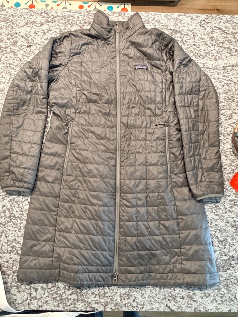 Patagonia Women's Long Quilted Puffer Coat in Gray Size Large